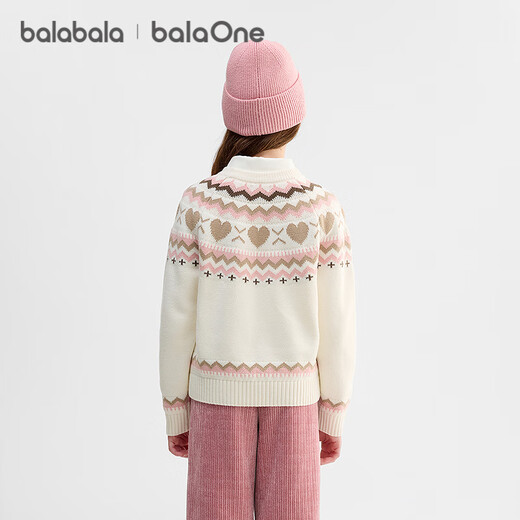 Balabala children's clothing children's sweaters for boys and girls 2025 winter round neck Fair Isle sweater parent-child knitted sweater 208425103002