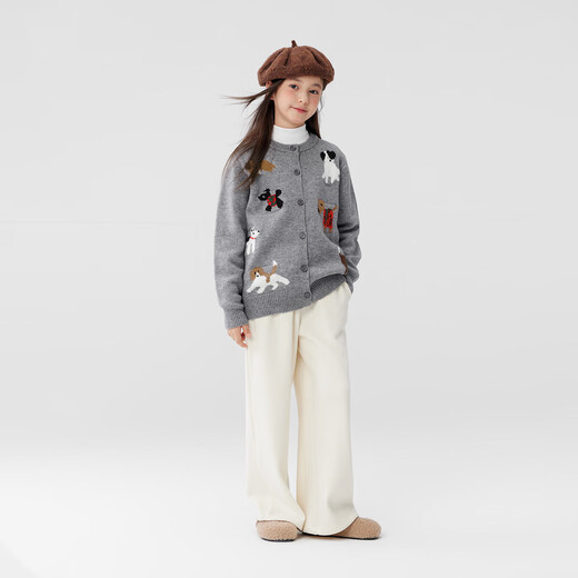 Zuoxi Girls Sweater Cardigan Autumn and Winter Children's New Red Knitted Jacket for Big Girls Red 130 New Year Clothes