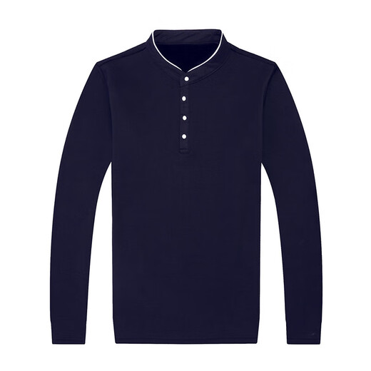 LAORENTOU pure cotton long-sleeved T-shirt men's stand-up collar bottoming shirt solid color versatile Korean version slim HM602 black 2XL 120/54 recommended 160-175Jin Jin equals 0.5 kg