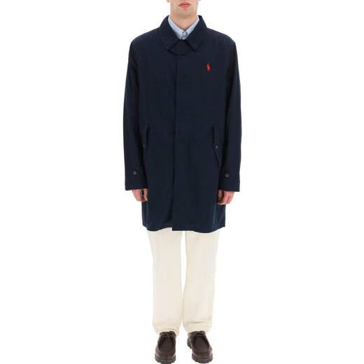 RALPH LAUREN Ralph Lauren Solid Color Logo Embroidered Mid-Length Windbreaker Jacket Men's Blue Blue M