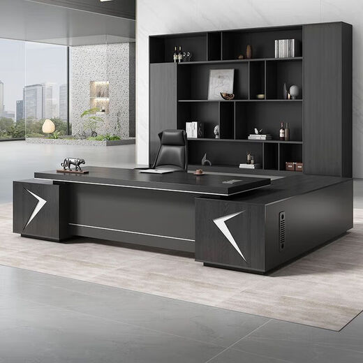 Boss desk office desk and chair combination supervisor desk executive desk new Chinese style office furniture simple manager desk president desk including installation 1.8 meters thickened table + single side cabinet