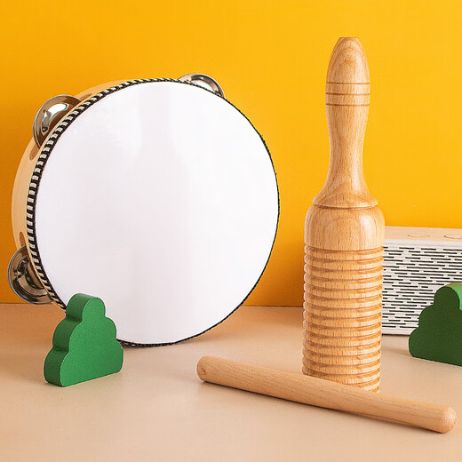 音念儿童奥尔夫打击乐器木制音乐教学套组适用于幼儿园与小学课堂 原木大号沙锤20cm(1对)原木