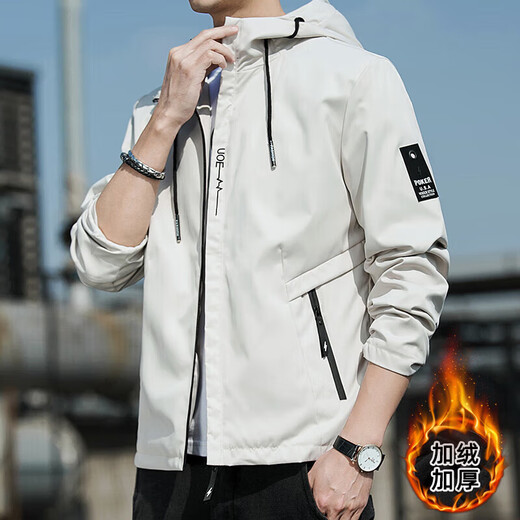 Spring jackets for men under Jiazhihailan Home 2025 new spring and autumn hooded thin youth loose jacket short K12131 black + K11943 gray cut standard removal L [Suggested 110-130Jin [Jin equals 0.5 kg]]