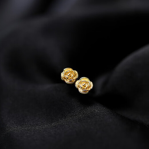 Yumian sterling silver earrings 999 pure silver earrings and earrings 2025 new birthday gifts for girls light luxury niche jewelry accessories a pair of golden rose earrings