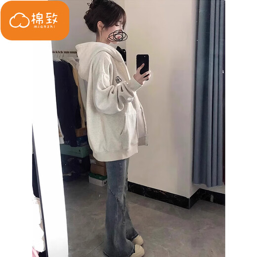 Cotton American Retro Retro Caboded Cardigan Pull pour les femmes au printemps et à l'automne 2025 Nouvelle tendance surdimensionnée Veste décontractée lâche K1638 mètres gris [Haute qualité régulière 30,5] L 100-120Jin [Jin est égal à 0,5 kg]