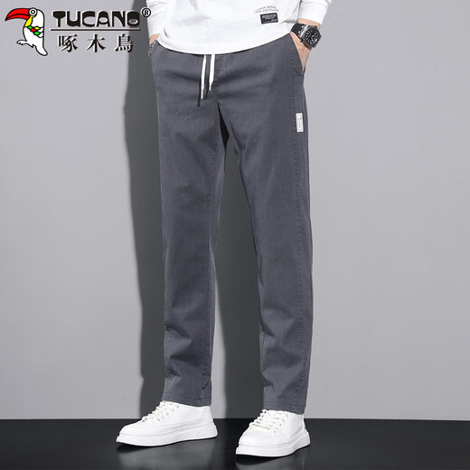 Woodpecker (TUCANO) pants men's autumn and winter straight casual pants men's loose sports trend versatile trousers dark gray 32