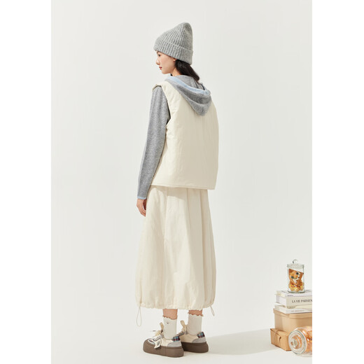 Zihan (ZIHAN) Zihan round neck sleeveless down vest elastic high waist down skirt two-piece suit for women 2025 winter new style winter rice M