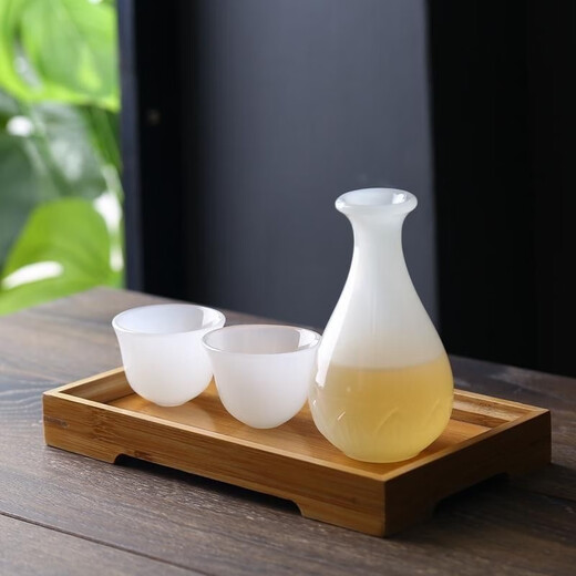 Suzhou suet jade ceramic wine cup household set wine dispenser wine pot palace jade wine cup Chinese small wine set white jade 1 white jade single lotus wine dispenser plus 6 cups 7 pieces
