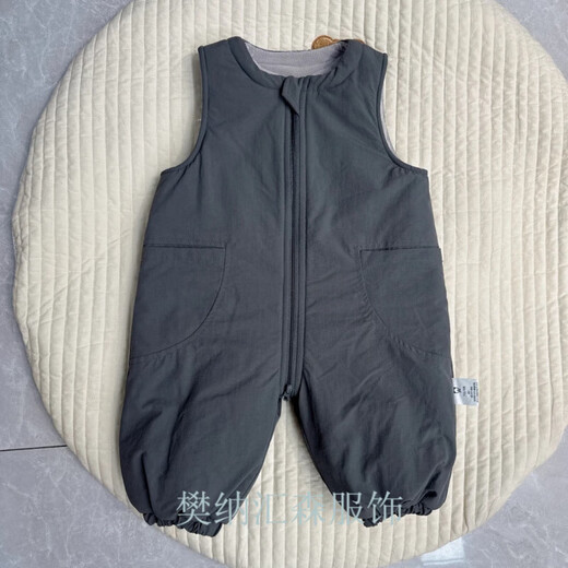 Warm winter duck and duck baby three-proof down cotton overalls for infants and toddlers, cotton and thickened jumpsuits for boys and girls, winter trendy harem jackets, gray 73