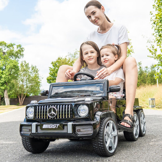 No Angel children's electric car for boys and girls six-wheel four-wheel car that can sit on a person's remote control toy car for adults and children six-wheel drive black 12V12A battery + soft wheel + leather seat + remote control children's electric car with six wheels and can sit on a person's remote control car