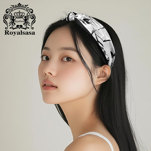 Royal sasa royal sasa hair accessories high-end ink Chinese style wide-brimmed knotted hair hoop women's hairpin fabric headband