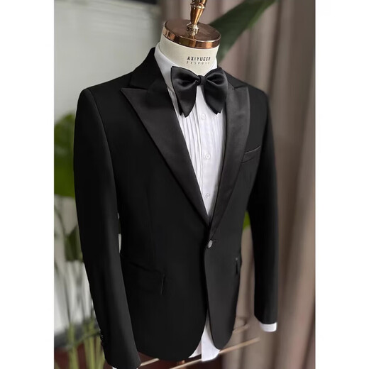 CEO Yageol Bräutigam Hochzeitsanzug Set Herrenkoreaner Schlanker Geschäftsformat Hochzeit Host schwarzer schwarzer Einzelbrust (Anzug + Hosen) m