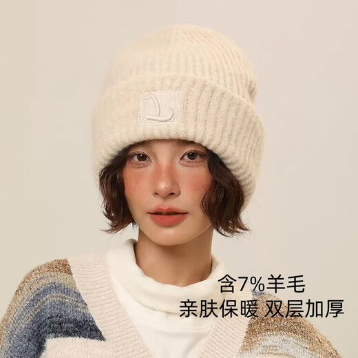 Dusenna large head circumference woolen hat winter women's warm wool pile hat showing face small outdoor cold hat knitted hat