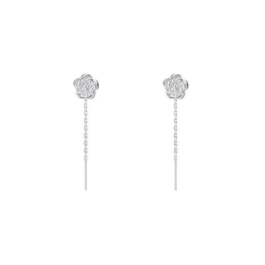 Lao Fengxiang pure silver sterling silver camellia earrings sweet niche temperament tassel earrings light luxury birthday gift for girlfriends L-EZ0126 camellia earrings 4.5cm* brand gift box