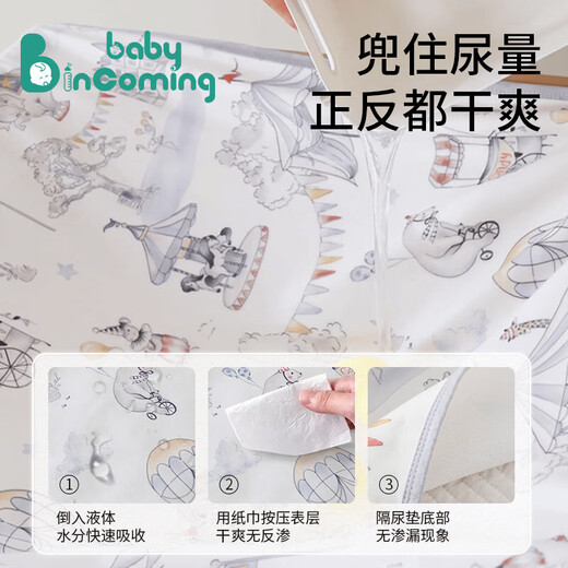 Babyincoming baby diaper pad washable pure cotton type A waterproof breathable baby diaper pad aunt menstrual care pad mattress 2 pieces of changing pack Pumpkin Manor-Violin Concert 80x100cm (recommended size)