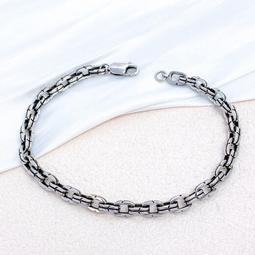 Zhaoliang Double Ring Platinum Bracelet Men's PT950 Platinum Solid Bracelet Fashion Trendy Versatile Birthday Gift for Boyfriend 22.75g Length 20cm Width 6mm