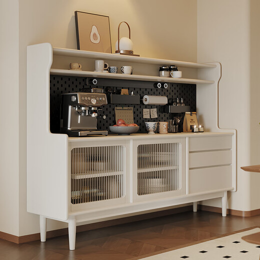 Moon Shadow Comb Tung antique-style solid wood sideboard black walnut retro glass cabinet restaurant home wall storage cabinet storage cabinet 1.6 meter sideboard + power rail (please note color when ordering)