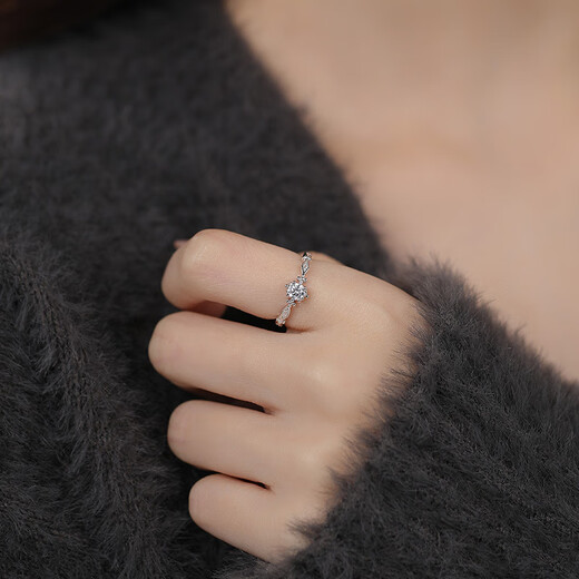 YaoYiZun 999 sterling silver ring women's index finger birthday gift for wife niche light luxury Valentine's Day gift for girlfriend 999 sterling silver ring