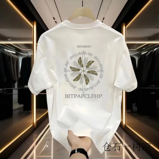 仓石一树潮牌2025夏季新款260g重磅精梳纯棉短袖圆领美式休闲宽松男士T恤 A691白色 M