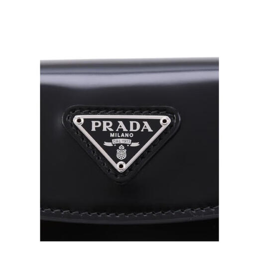 PRADA shoulder bag for women to wear as a handbag, wear as a crossbody, fashionable, versatile, exquisite and portable, curved design, tilted configuration, black, one size fits all