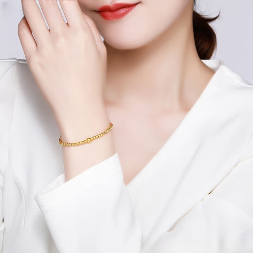 Peso Bird Quality Gold Bracelet Pure Gold Transfer Bead Bracelet Women's Ancient Method Inherited Ball Beads 9999 Gold Beaded Jewelry Red