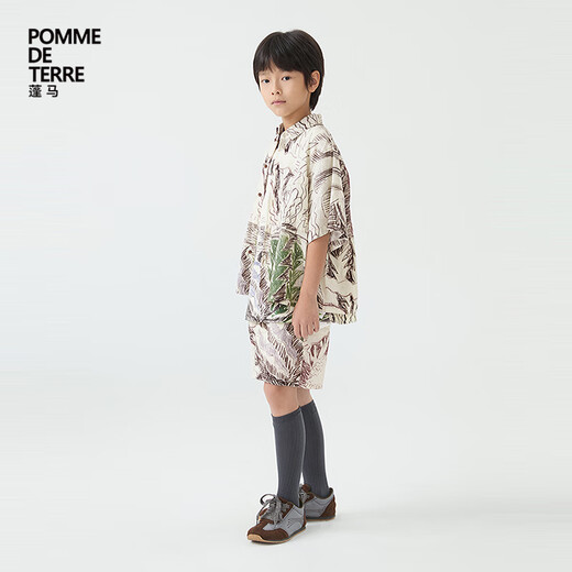 Pommedeterre children's casual short-sleeved shirt off-white 150