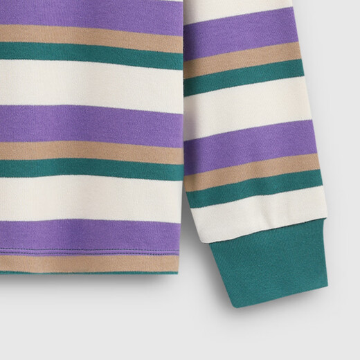 Gap Gap boys winter embroidered logo striped long-sleeved T-shirt children's casual top 839478 purple and green stripes 150 cm (12-13 years old) Asian size