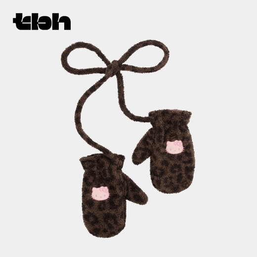 Brutalist Home (tbh) Hello Kitty Plush Gloves Winter Thickened Warm Windproof Gloves for Women Hello Kitty Plush Gloves - Coco Leopard Print