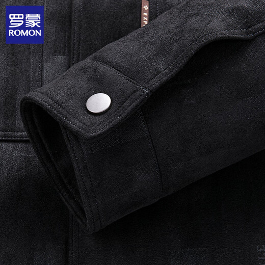 Мужской кожаный пуховик ROMON, новинка зимы 2025, утепленная холодная куртка, повседневный красивый мужской топ, черный, L (170) (рекомендуемый вес 100–115 Jin Jin равен 0,5 кг)