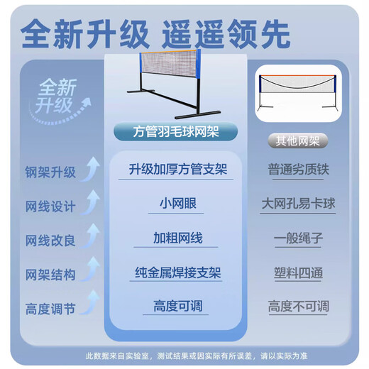 Uncle Ben Badminton Net Stand Portable Folding Indoor and Outdoor Tennis Volleyball Shuttlecock Pickleball Net Standard Single and Doubles 6.1m Family Model