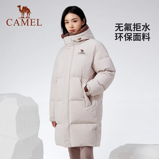 Camel (CAMEL) Zhuque outdoor down jacket for men and women, medium-length duck down thickened high-collar warm jacket
