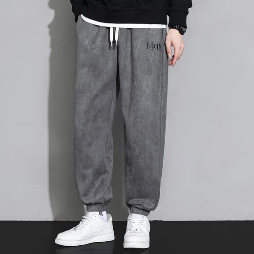 Pantalones de gamuza dingfengbaoluo pantalones casuales de primavera masculina marca de tierras sueltas de moda pesada k575 gris oscuro xl