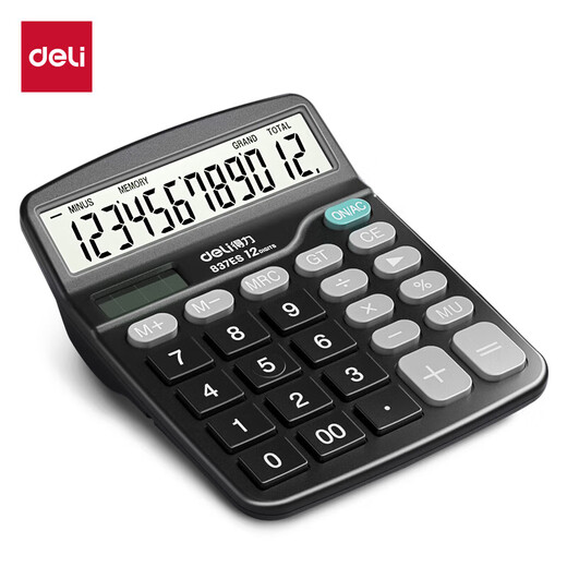 Deli Office Calculator 837ES Gray 12-bit Large Screen Office Stationery