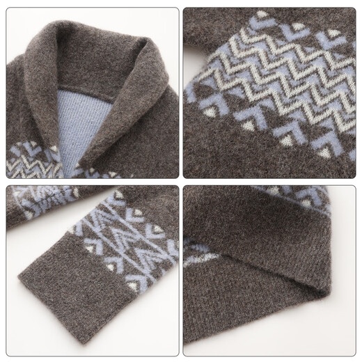 SHOKAY star's same style Dong Life Live Room light luxury mohair yak velvet retro cardigan belt sweater brown L