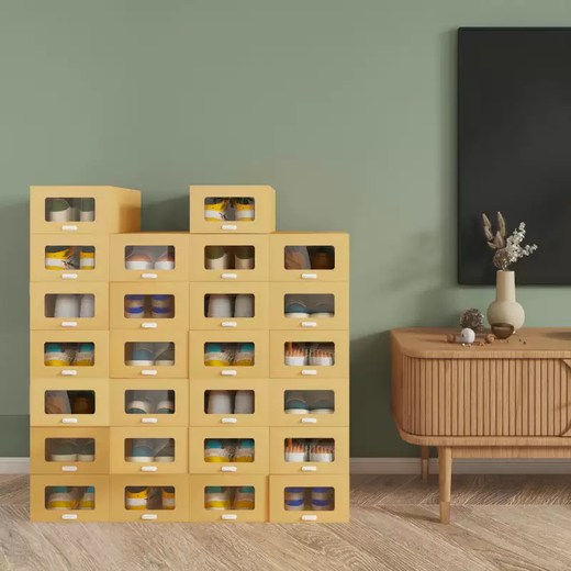 Yusenyi Large Window Drawer-type Transparent Shoe Box Hardened and High-Pullable Shoe Storage Box Thickened Carton Boot Storage Patented Model (Universal within 46 yards) 6 pieces 35x24x14cm