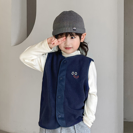 Disney children's vest autumn and winter style boys vest outer wear new boys winter polar fleece vest jacket thickened vest matte pine green 130 cm