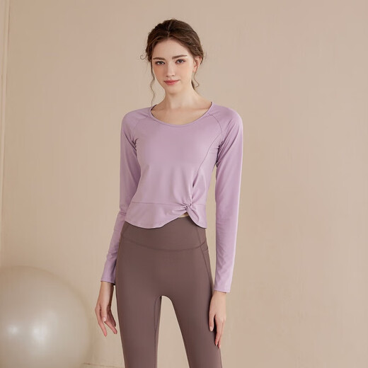 LULULOMDDW yoga clothes tops for women running quick-drying breathable sports long-sleeved T-shirts Pilates training clothes autumn and winter fitness tops pink 2XL suitable for 140-160Jin Jin equals 0.5 kg