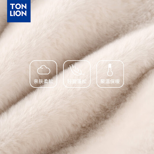 TonLion plush scarf integrated plus velvet thickened warm pullover hat scarf hooded women's winter cycling ear protection Lei Feng hat beige