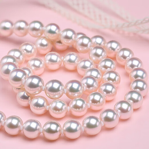 Queen of Pearls Elegant 14K Gold Akoya Saltwater Pearl Necklace Perfect Round Highlight Necklace Full Bead Chain Birthday Gift