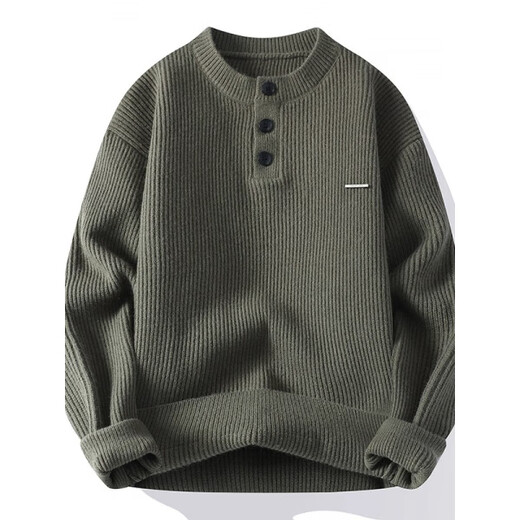 Mangmang Henry collar sweater for men, autumn and winter new warm sweater, loose inner wear, pullover bottoming top for teenagers, red 3XL, weight range 150-170Jin Jin is equal to 0.5 kg