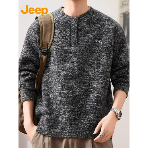 JEEP Jeep Henry Collar Sweater Men's 2025 Autumn and Winter Lazy Style Base Layer Thickened Sweater Men's 25005 Navy Blue Jeep Official M_90-110Jin Jin is equal to 0.5 kg