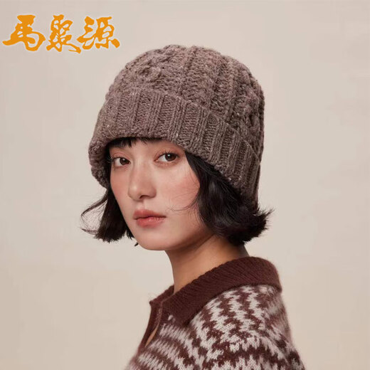 Ma Juyuan hat women's new winter versatile pile hat knitted hat warm ear protection face small D twist hat gray