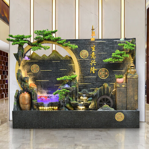 Ingenuity living room villa courtyard water feature water curtain wall rockery flowing water fountain decoration landscape landscaping flowing water wall background ornaments four-piece set length 520 height 176