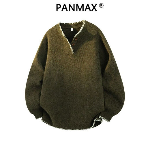 PANMAX niche design Henry collar sweater men's autumn and winter new retro atmosphere sweater couple tops military green M recommendation 80-110Jin Jin equals 0.5 kg