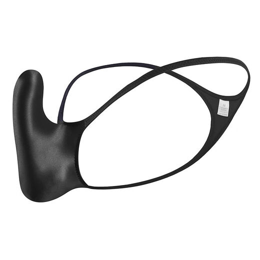 Xushansi new men's thong jj upturned silky sexy glossy young men's t-pants elastic low-waist protruding underwear for men moon night black M