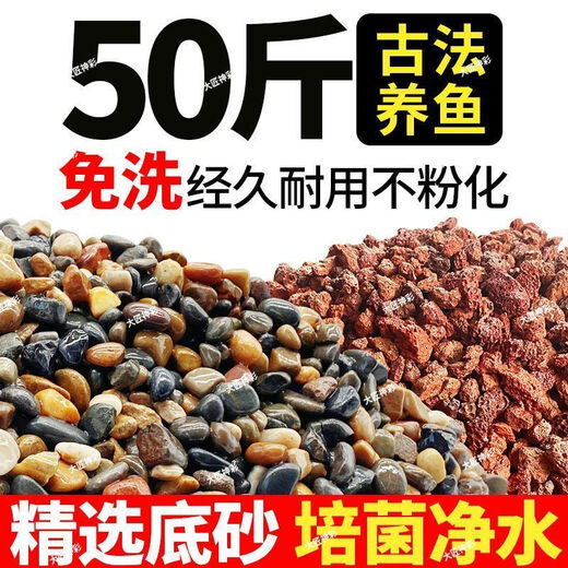 Natural volcanic stone stream stone fish tank decoration package natural native aquatic landscaping bottom sand special stone large grain 5Jin Jin equals 0.5kg volcanic stone + 5Jin Jin equals 0.5kg stream stone king fried combination ancient method of fish farming stabilizes water quality without changing water