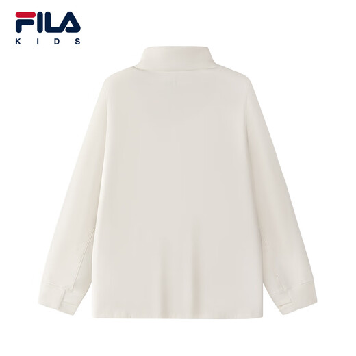 FILA anti-static children's clothing long-sleeved T-shirt 2025 winter new tops for girls, middle and large children, water milky white-IV 170