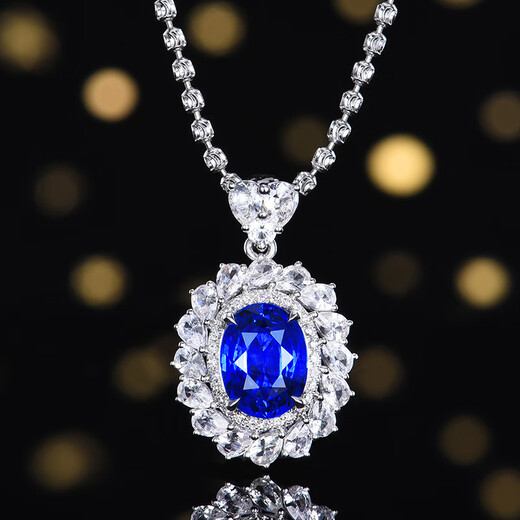 HEEKAIYI Sapphire Necklace for Women Cornflower Blue 18k Diamond Pendant Chinese Valentine's Day Birthday Gift for Wife and Girlfriend Selected Cornflower Blue/Certificate 2.05 carats 18k gold chain