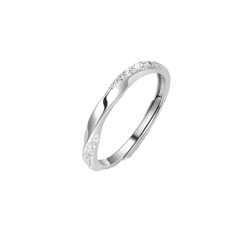 Chow Tai Sang S925 sterling silver Möbius ring ring for women, light luxury niche design index finger ring, fashionable open ring, tail ring, frosted style, lifetime warranty, adjustable opening