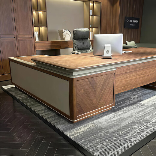 Qiheng (XIIBLC) solid wood desk boss desk 2025 new black walnut executive desk general manager office furniture high-end 2.0 meter desk FAS grade ash